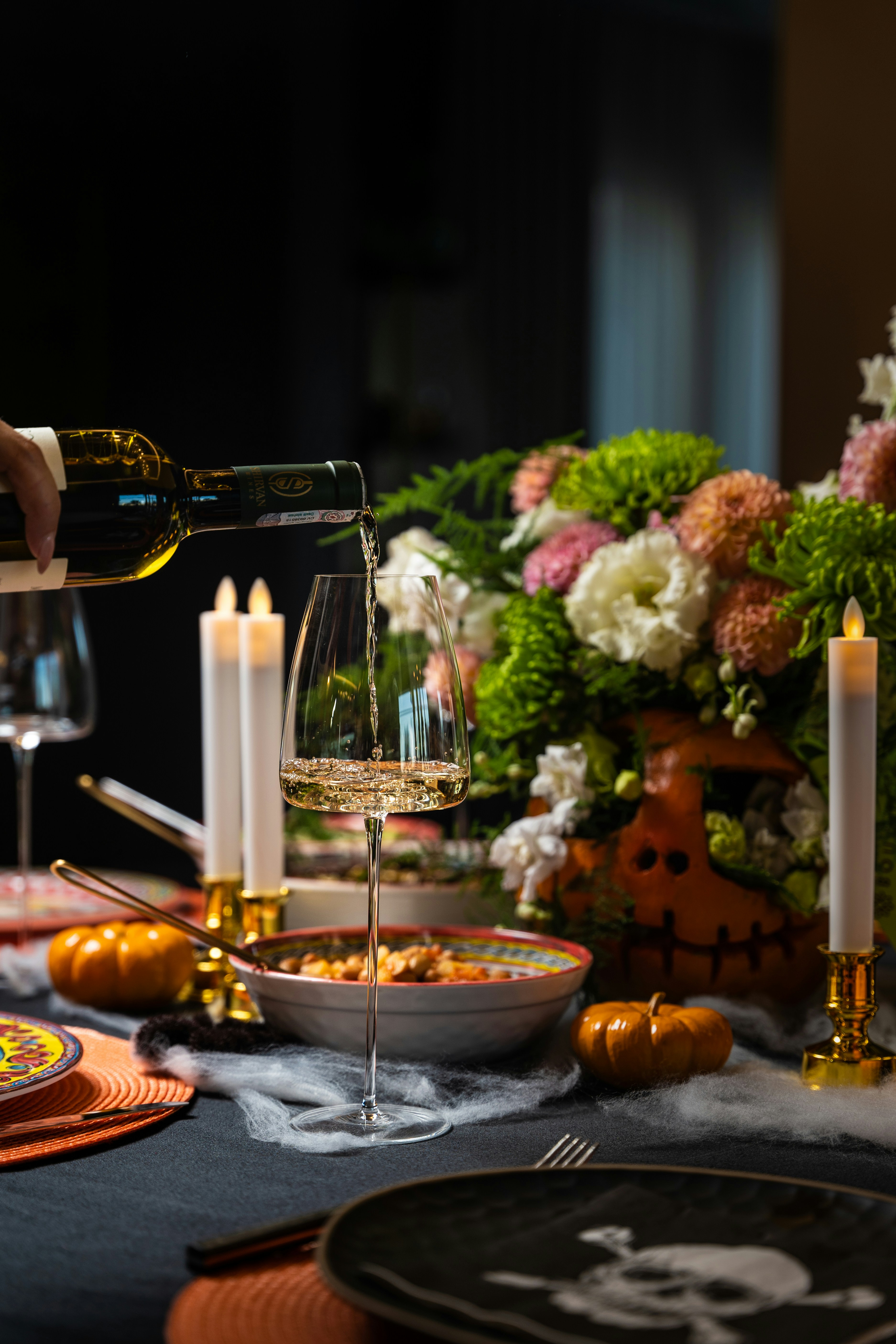 Table setup with fall cocktails and dishes