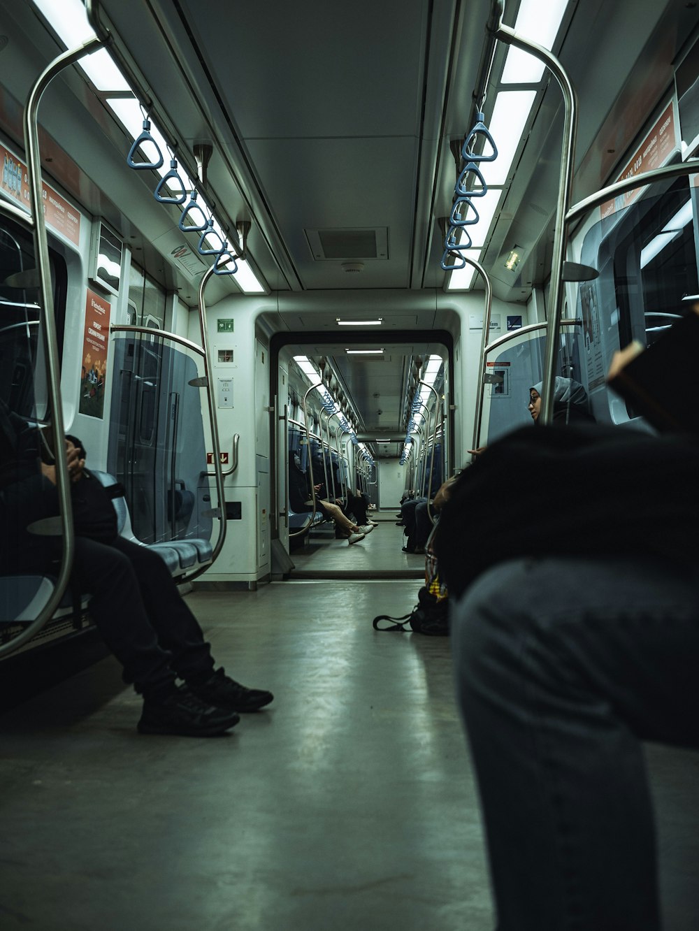 a person sitting on a bus