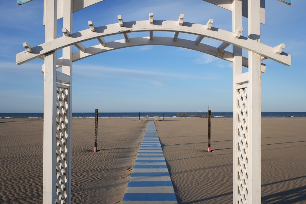 a walkway on a beach