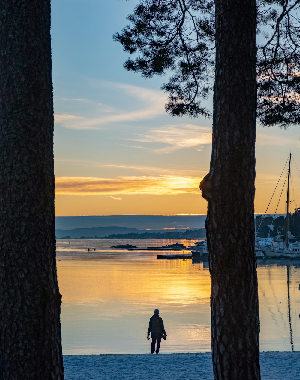 a person walking on a beach