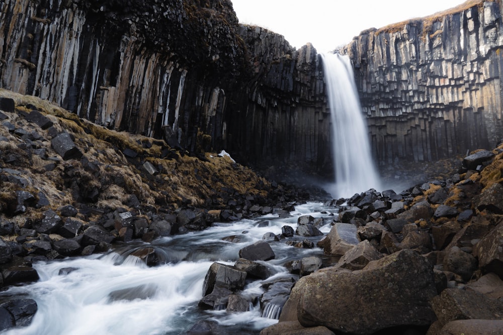 a waterfall over rocks