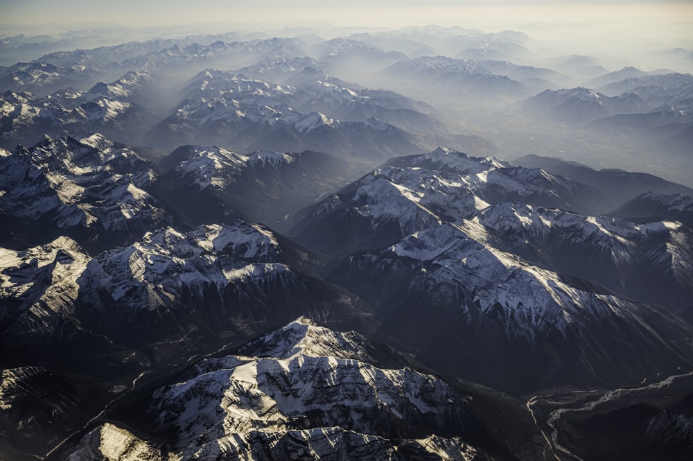 a mountain range with snow