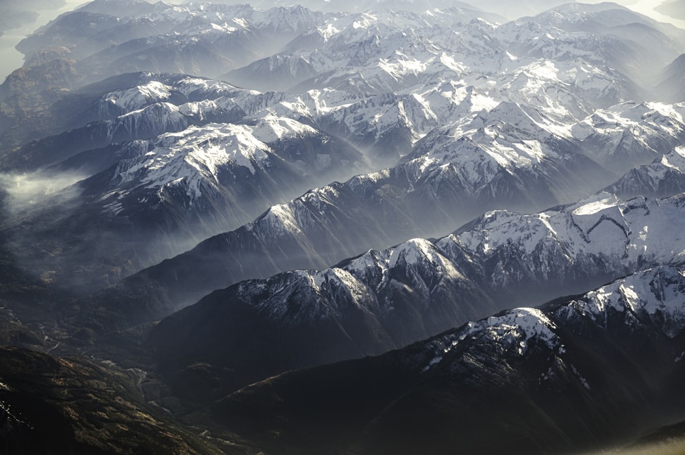 a mountain range with snow