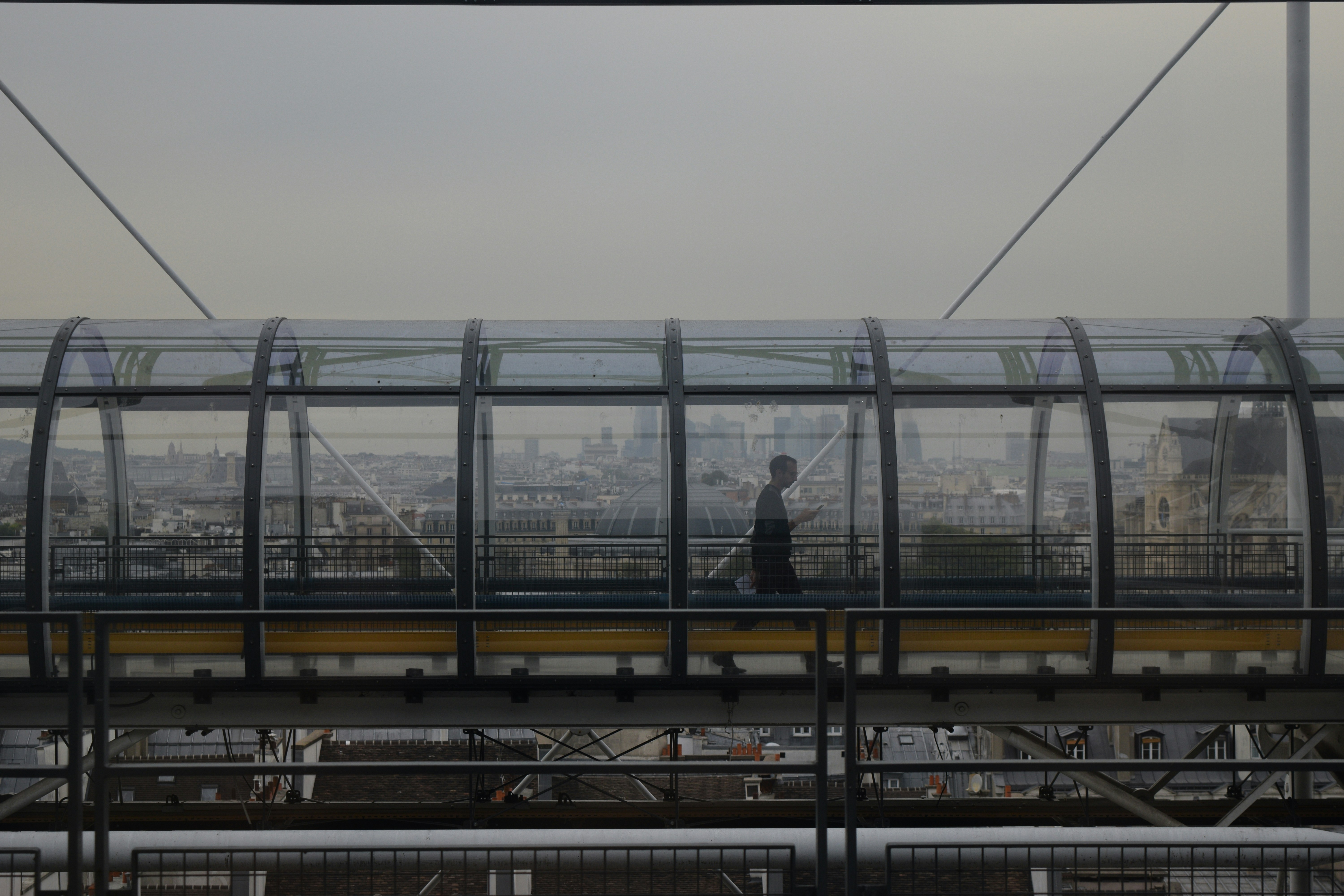 a person standing on a train