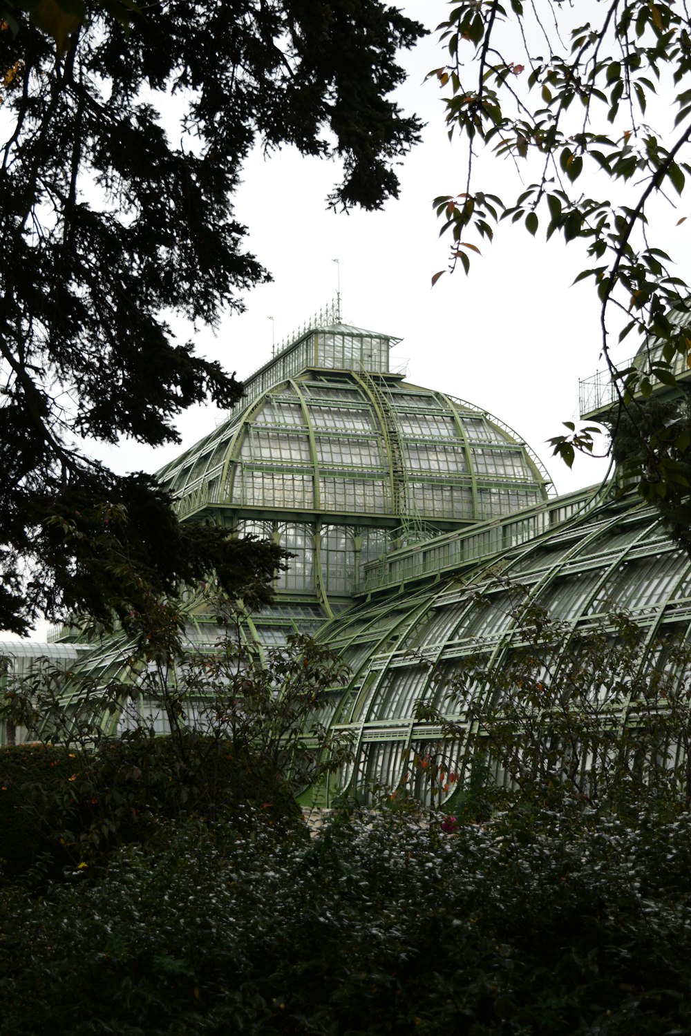 a tall building with trees around it