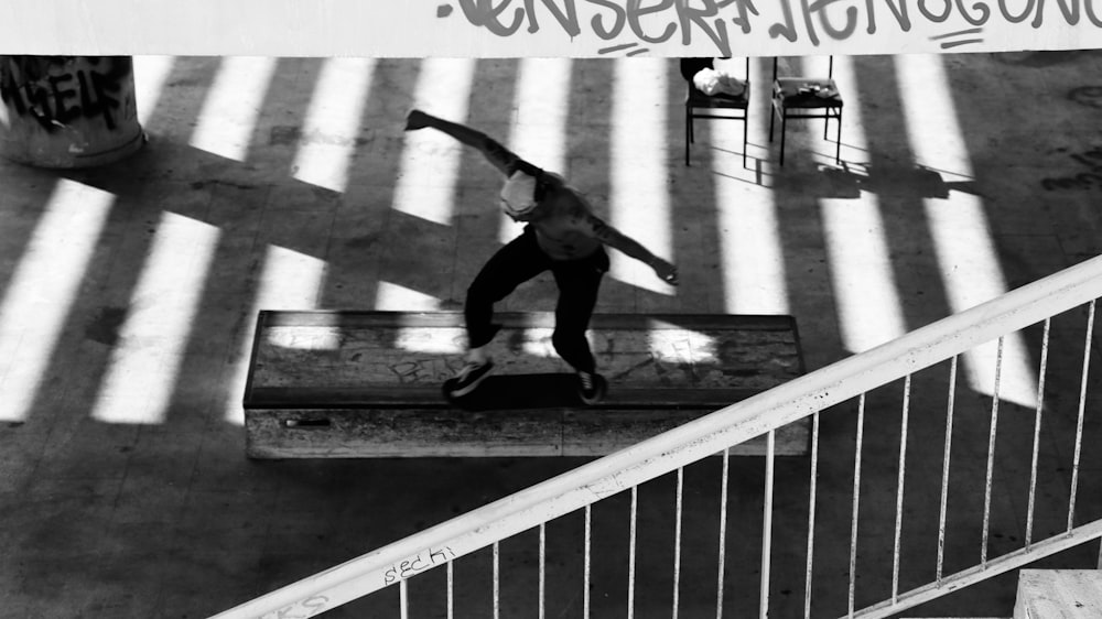 a person skateboards down a ramp