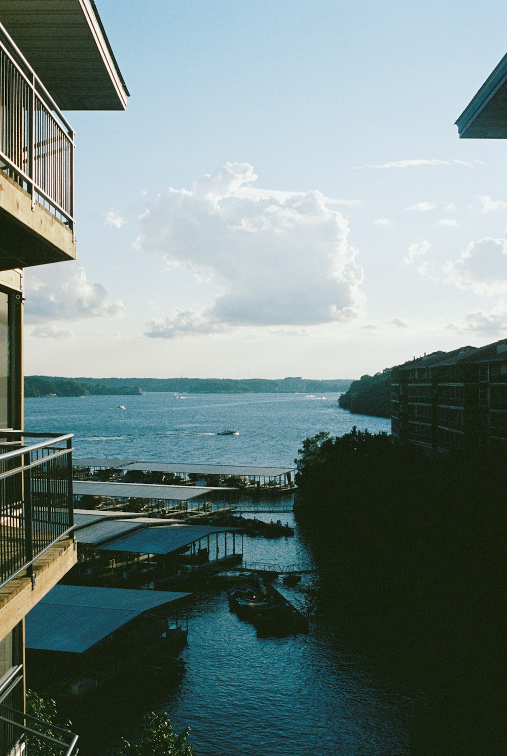 a body of water with buildings around it