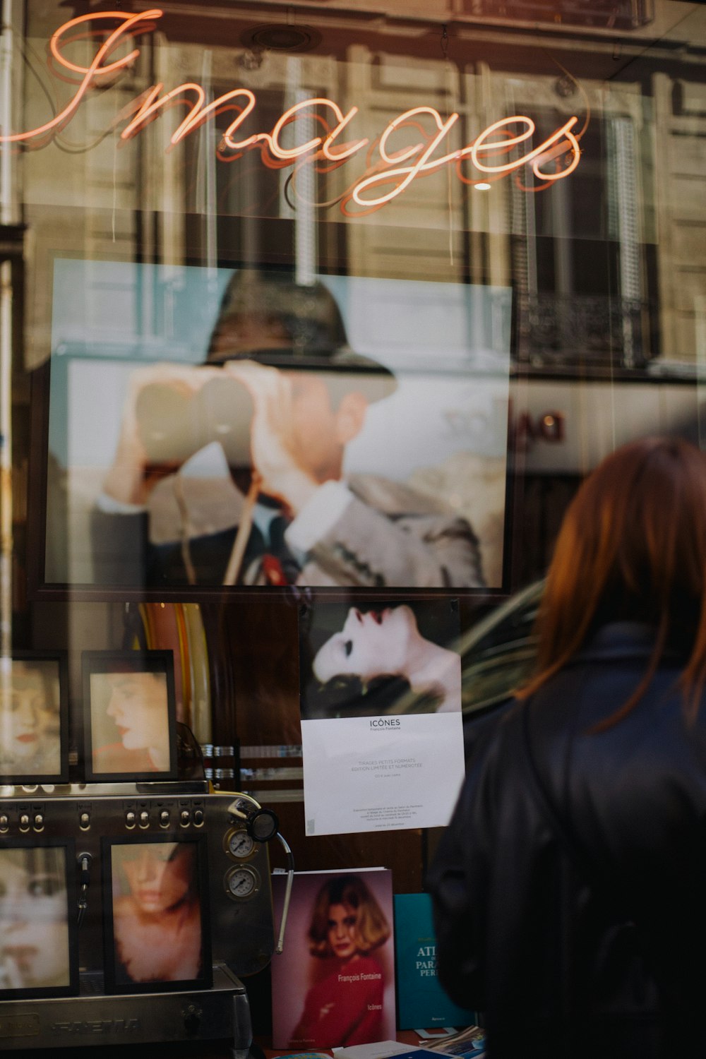 a person looking at a window