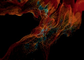 a red and blue nebula