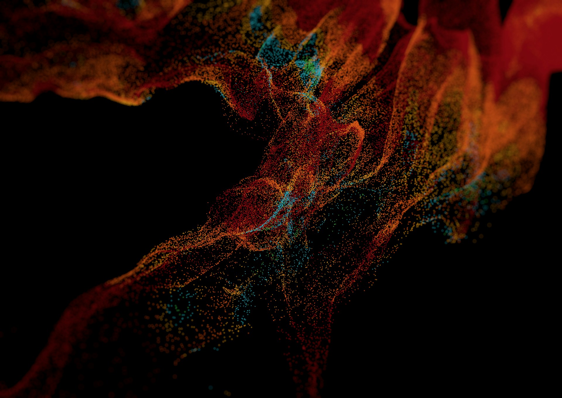 a red and blue nebula