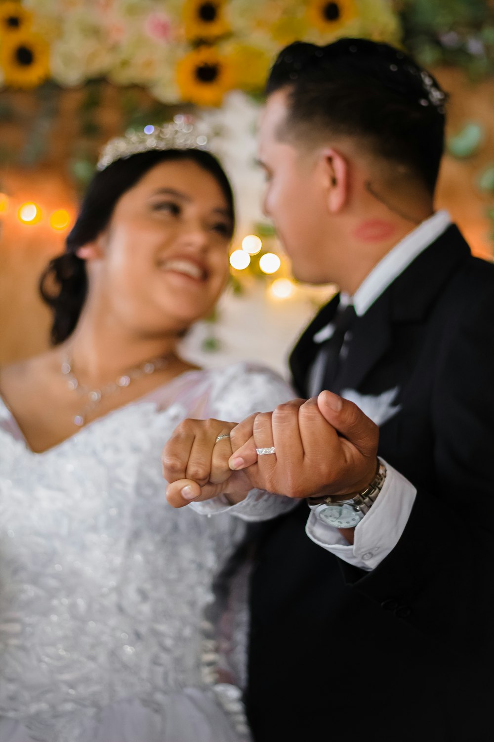 a man and woman in wedding attire