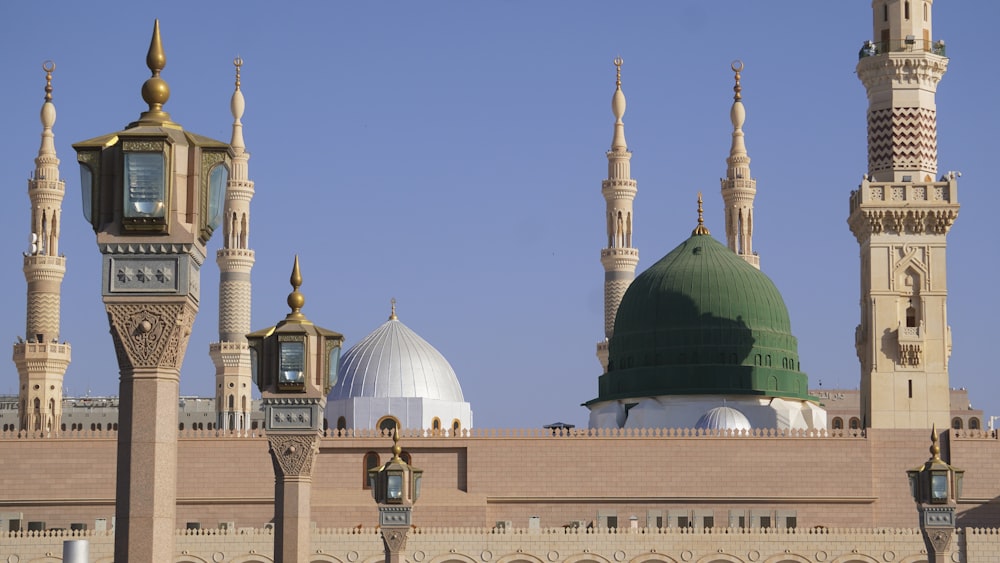 a large building with towers