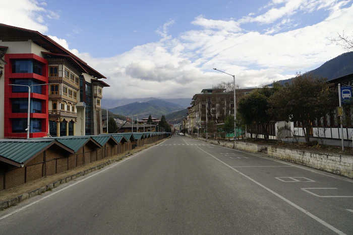 Bhutanese road and buildings