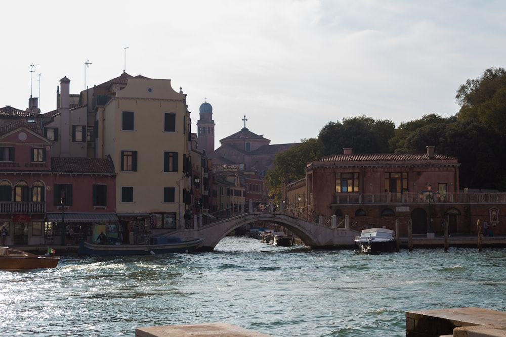 a body of water with buildings along it