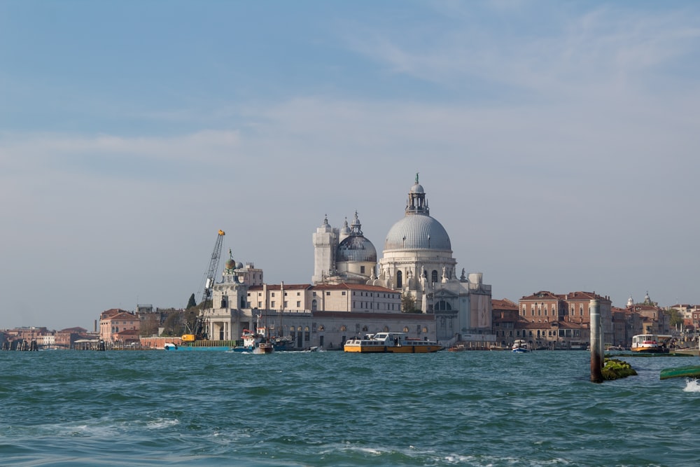 a body of water with buildings along it