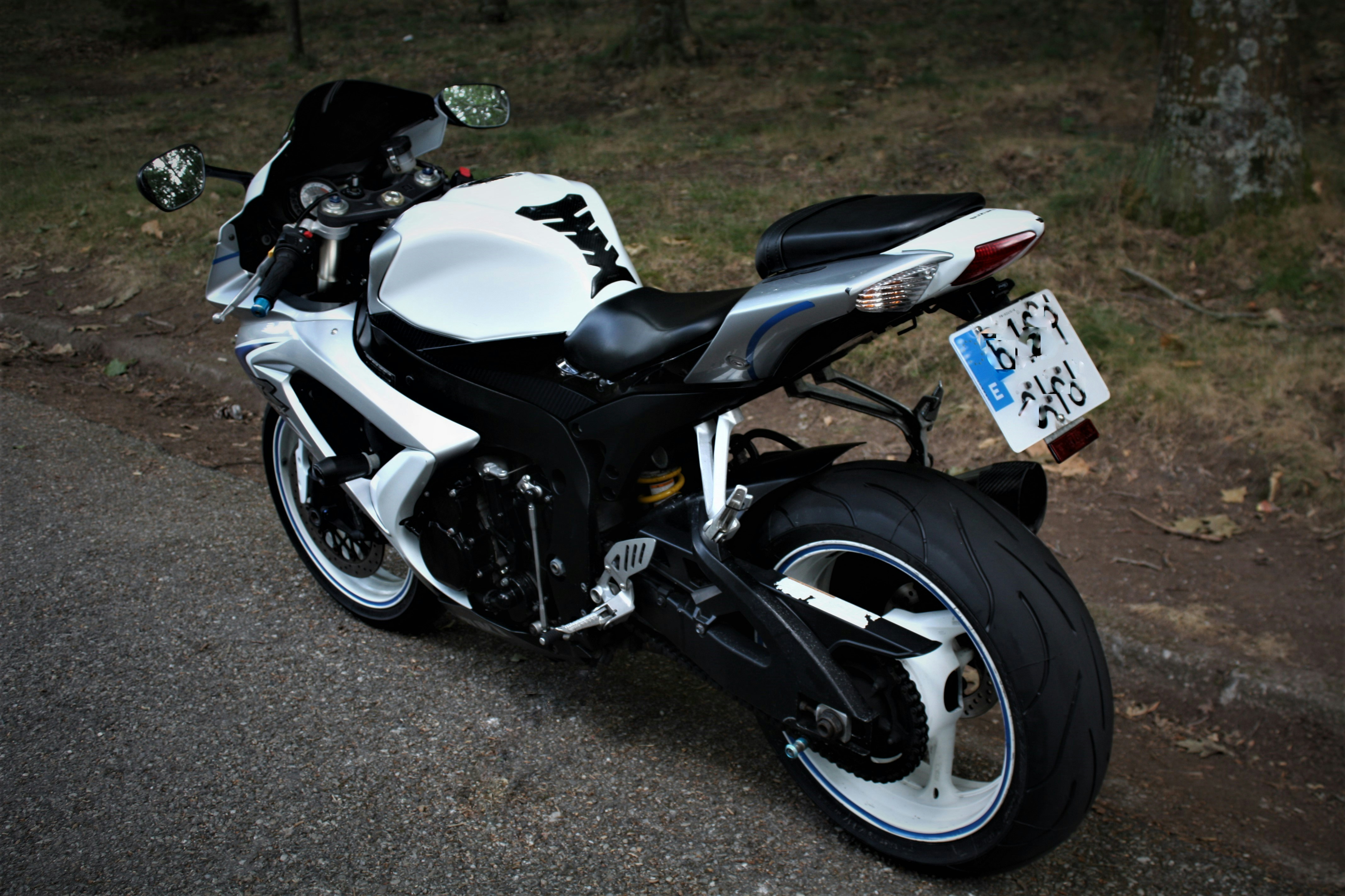a motorcycle parked on a road