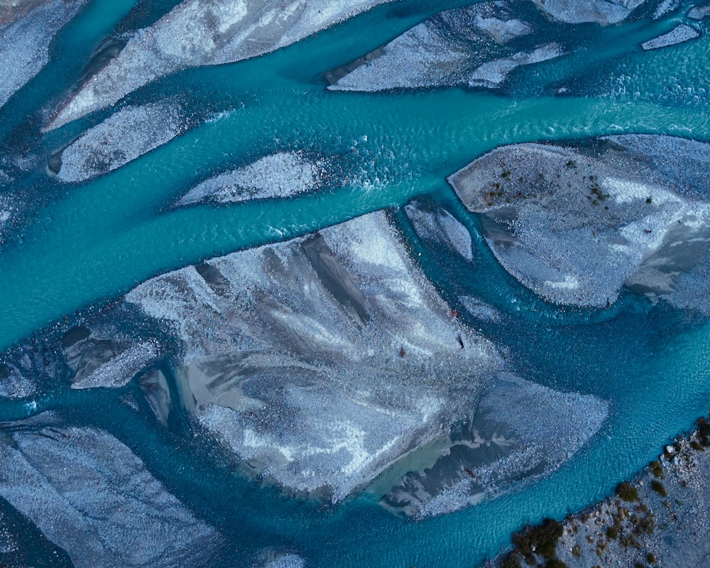 icebergs in the water