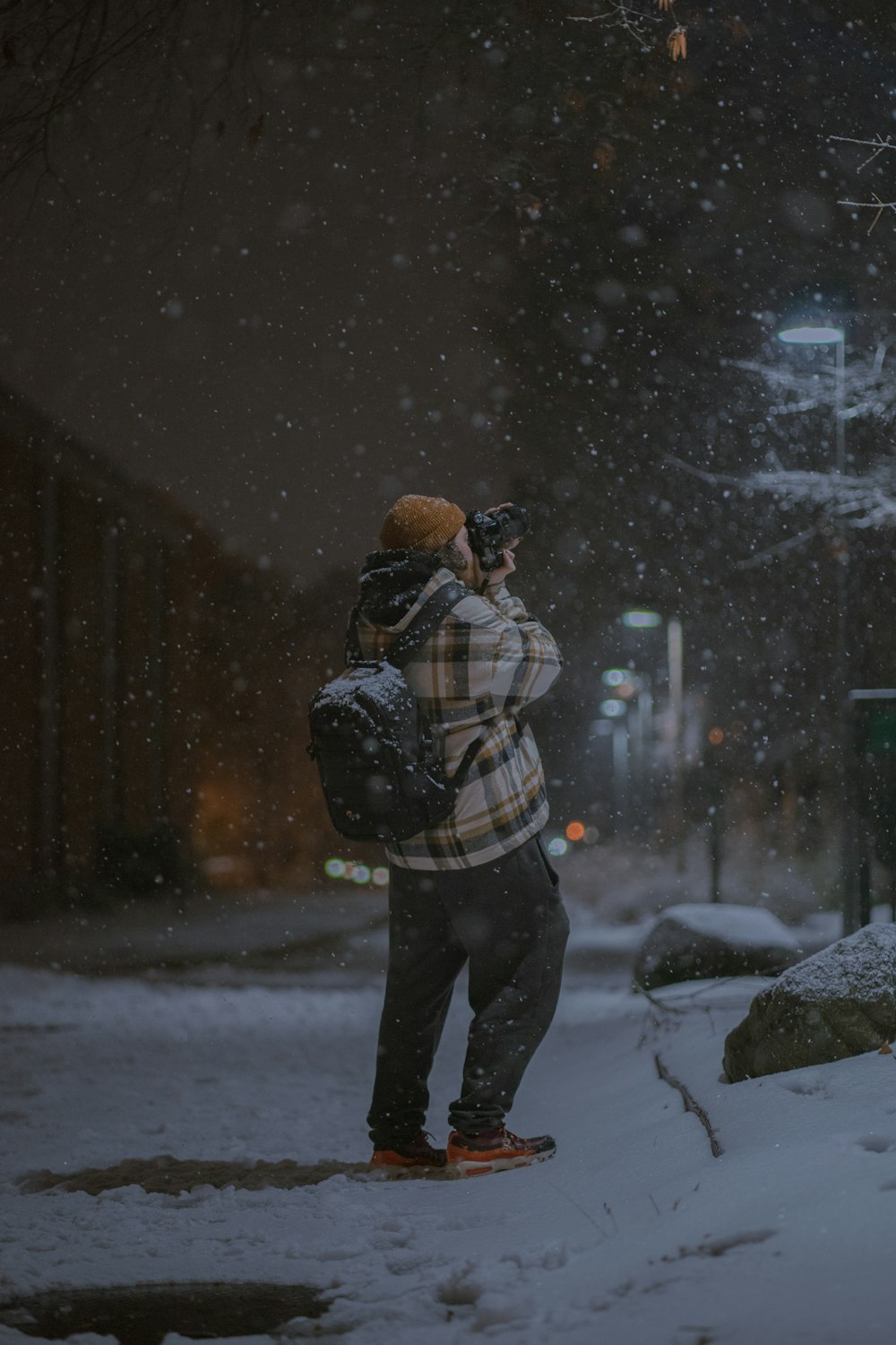a man standing in the snow