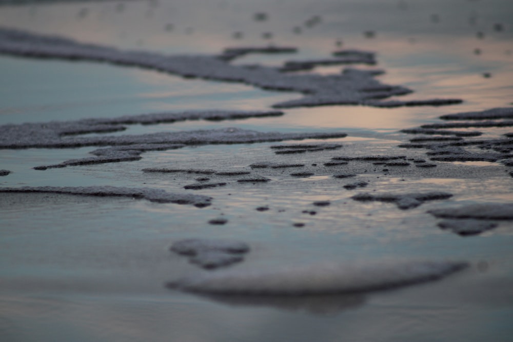 a close-up of a wet road