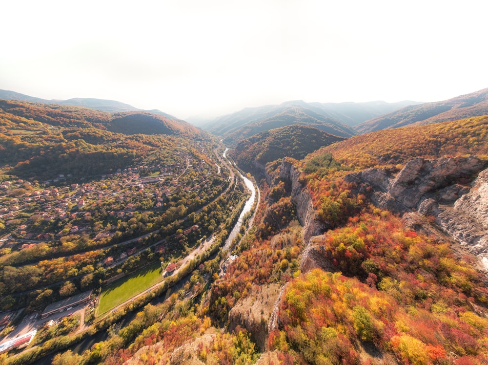 a winding road through a valley