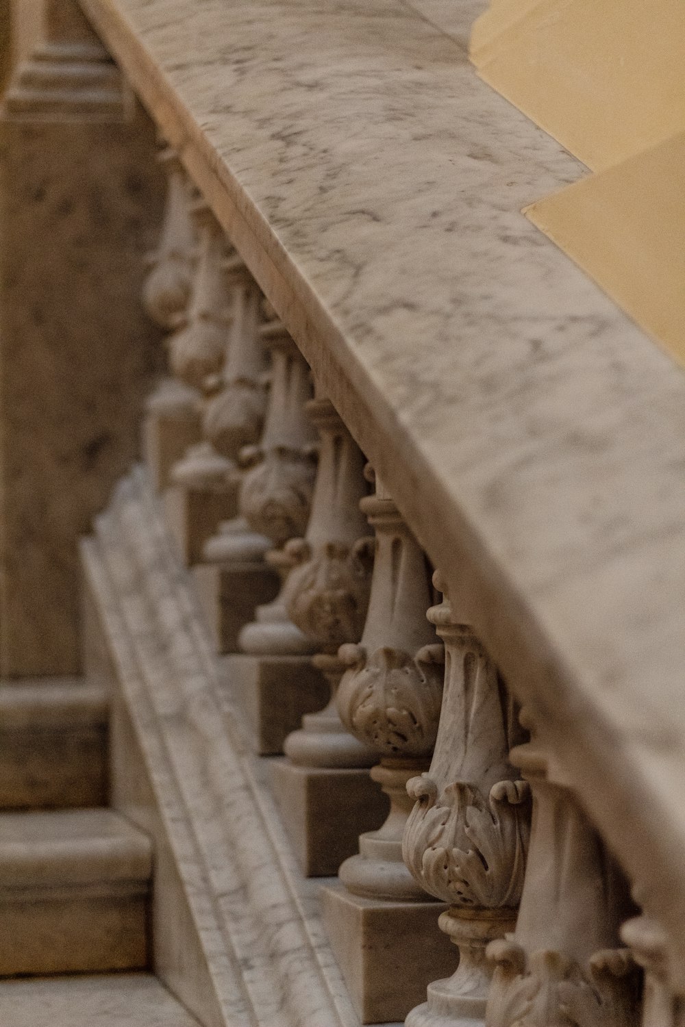 a stone staircase with carvings