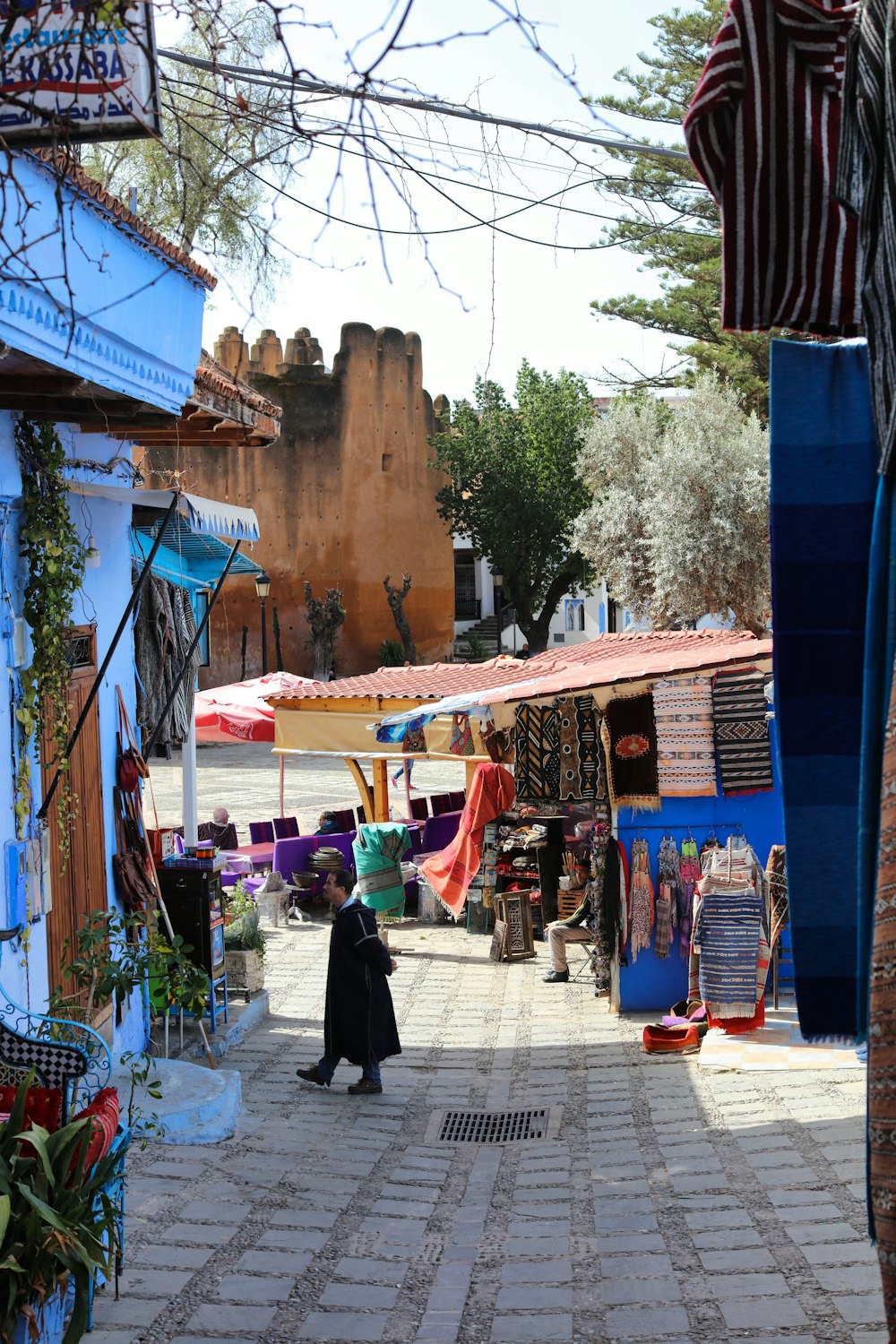 a person walking down a street