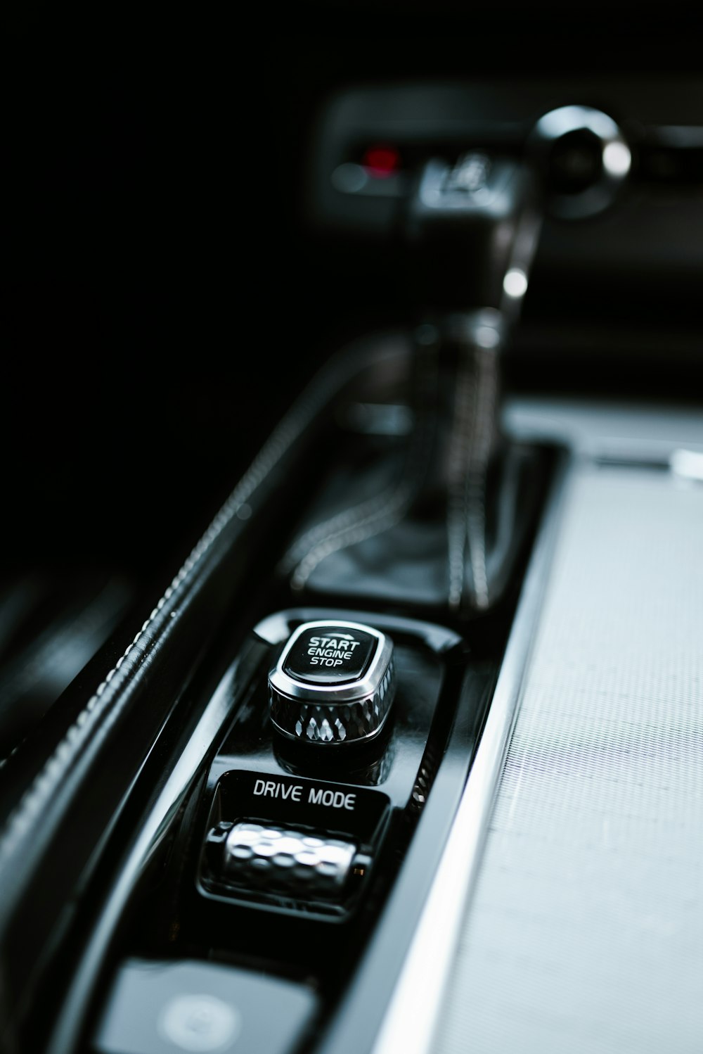 a close up of a car steering wheel