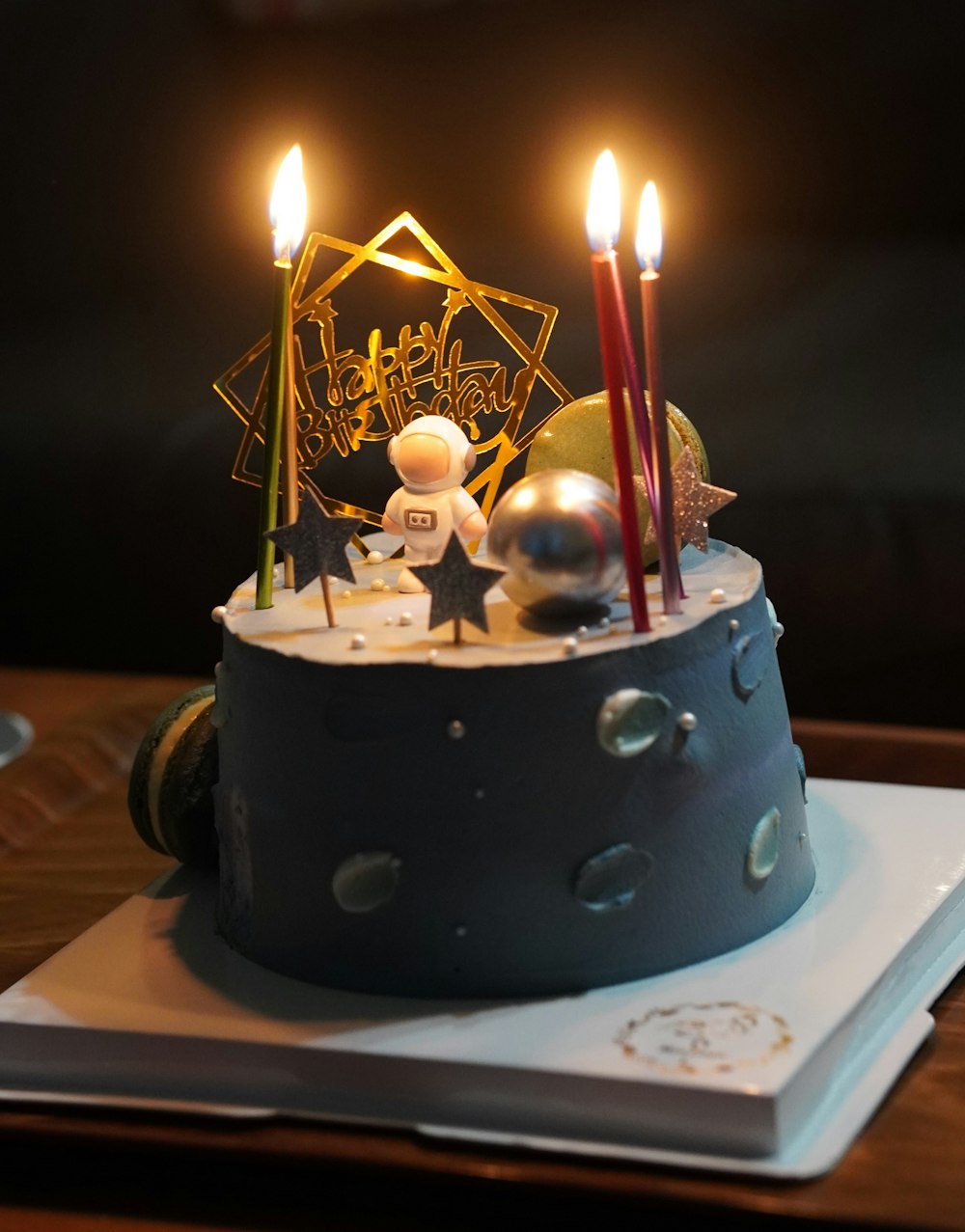 a cake with candles