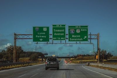 a car driving on a highway