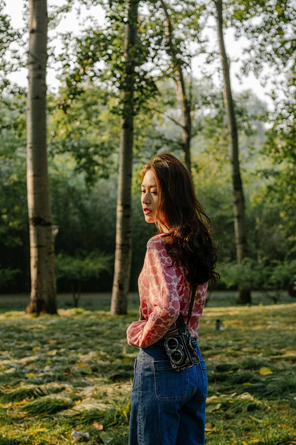 a person standing in a park