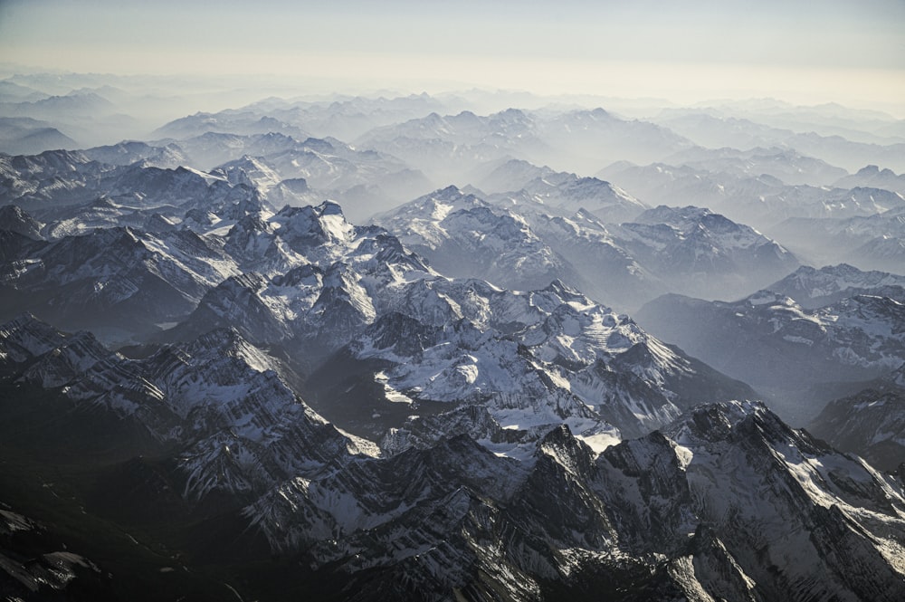 a mountain range covered in snow