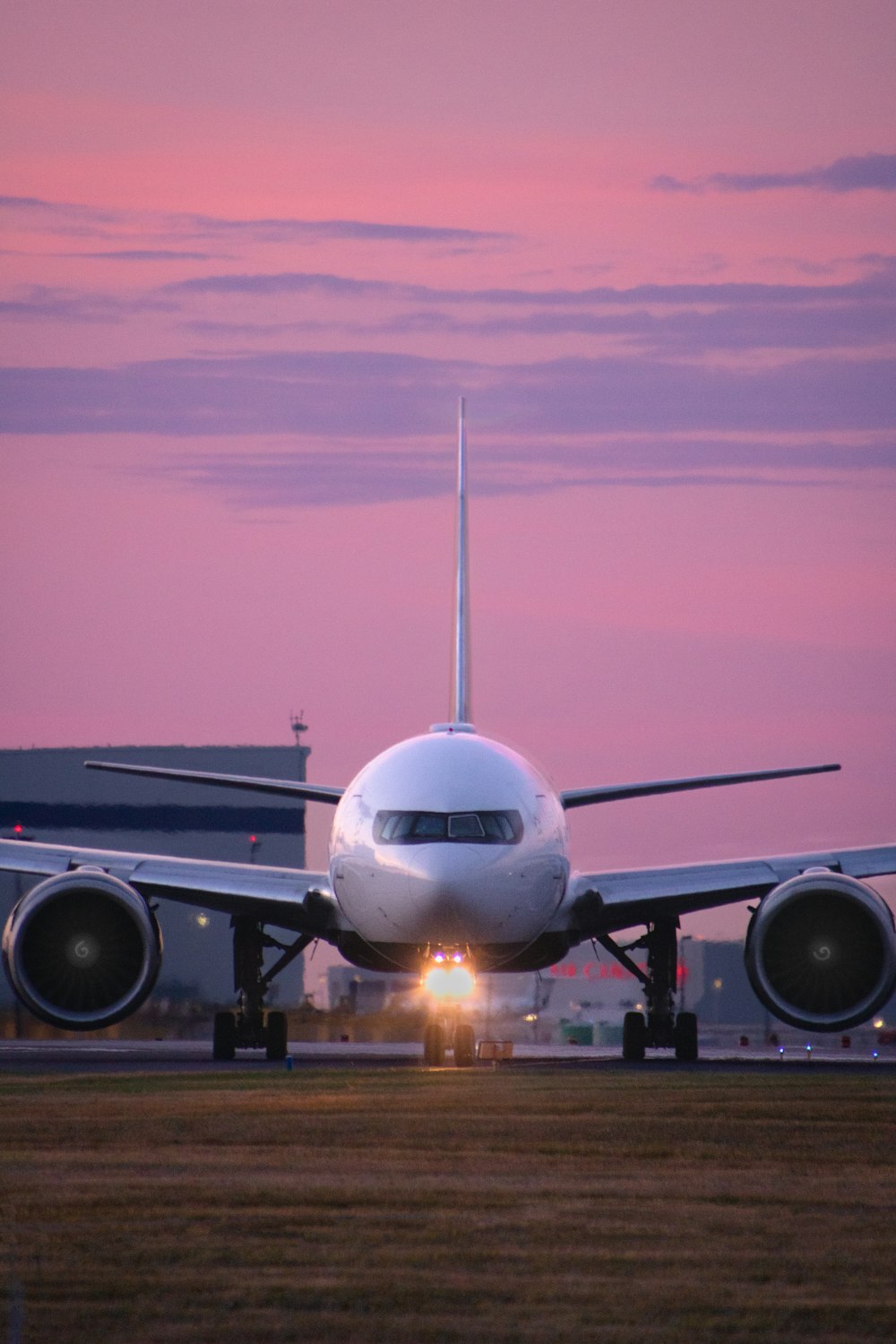 a plane on the runway