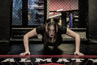 a woman doing yoga