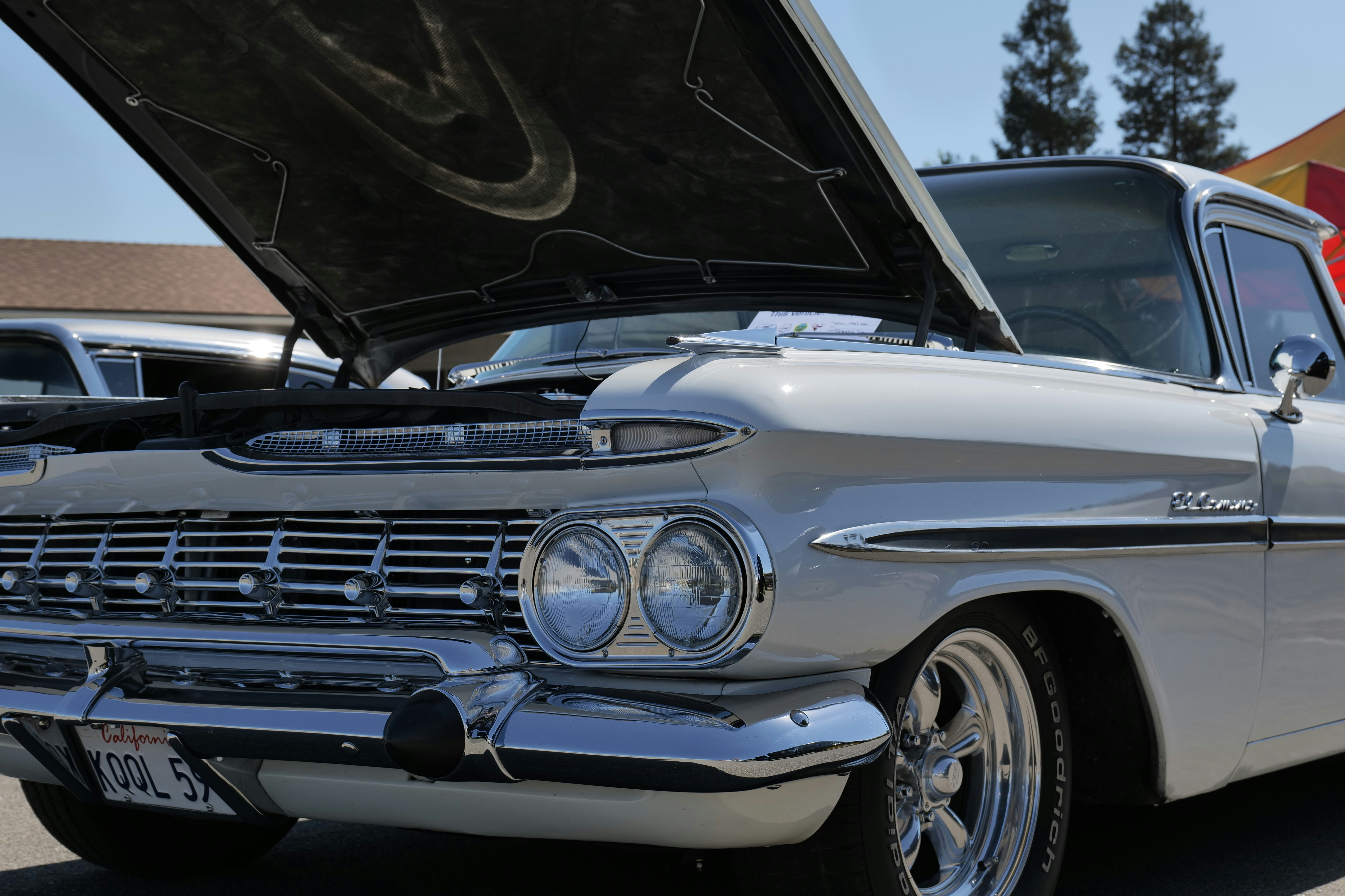 a car with the hood up