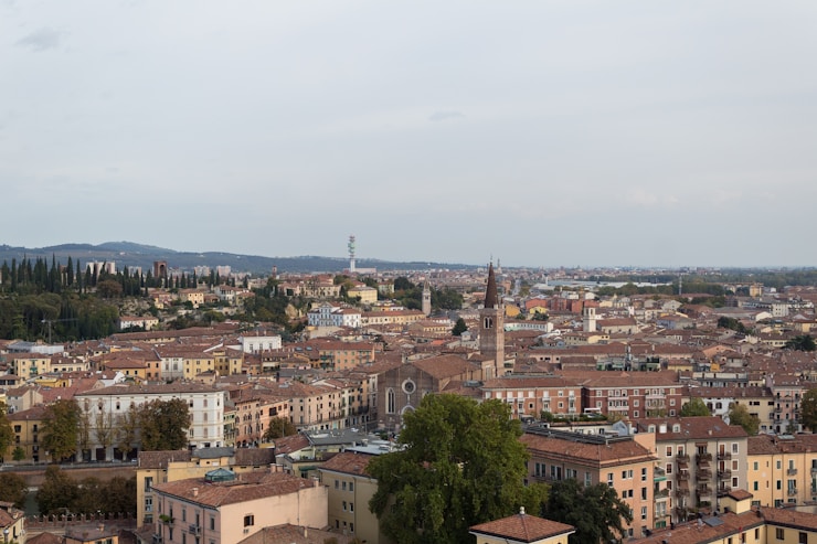 Beautiful panoramic view of Verona from the Torre dei Lamberti.