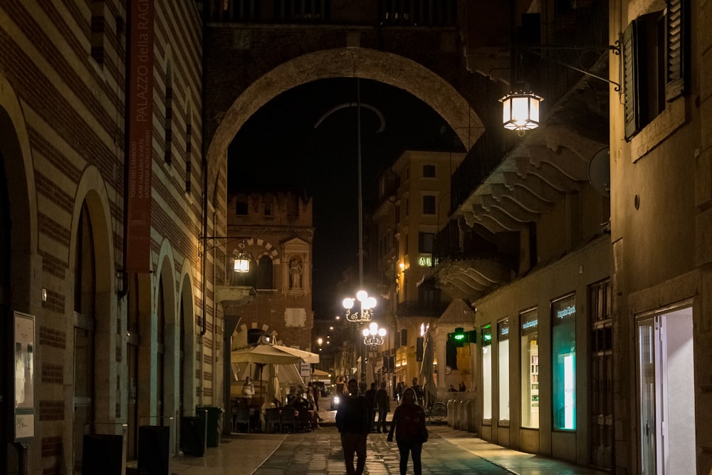 people walking down a street