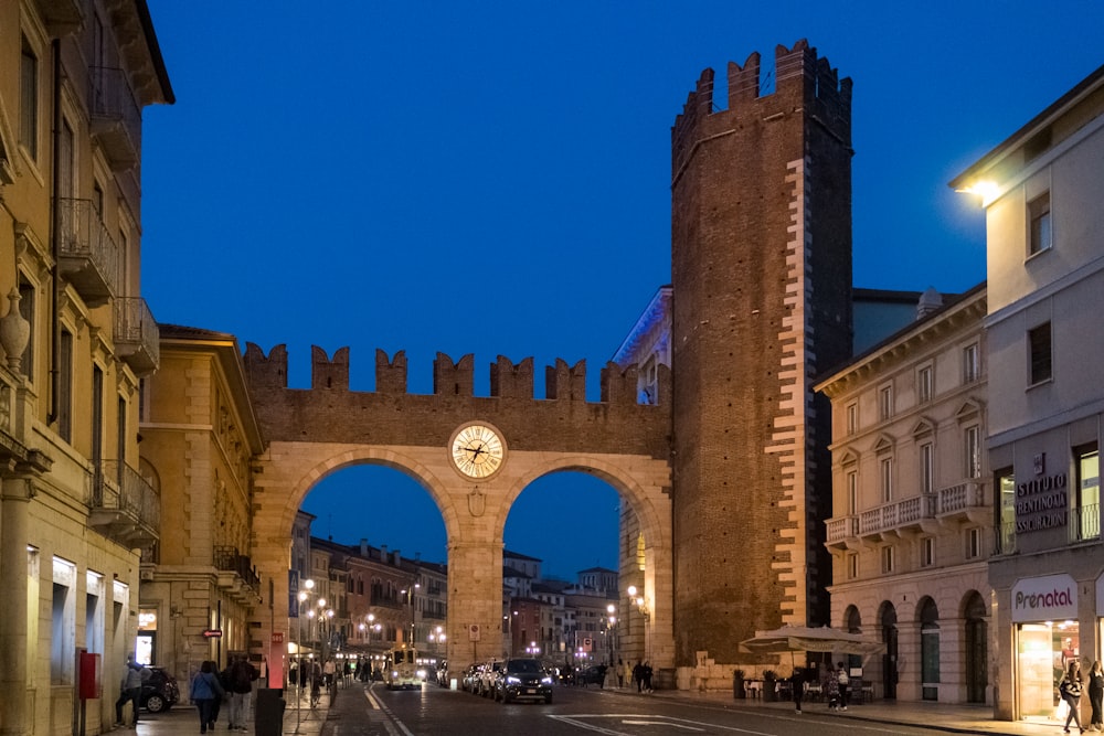 a large arched bridge over a street