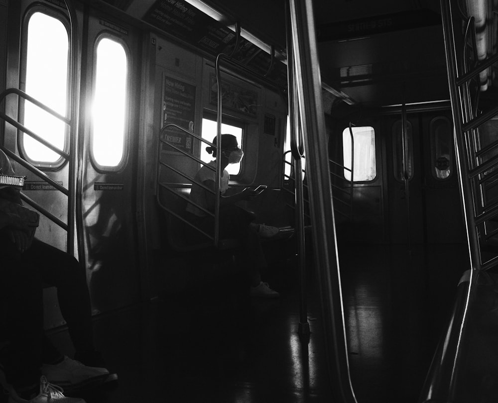 a person sitting on a bus