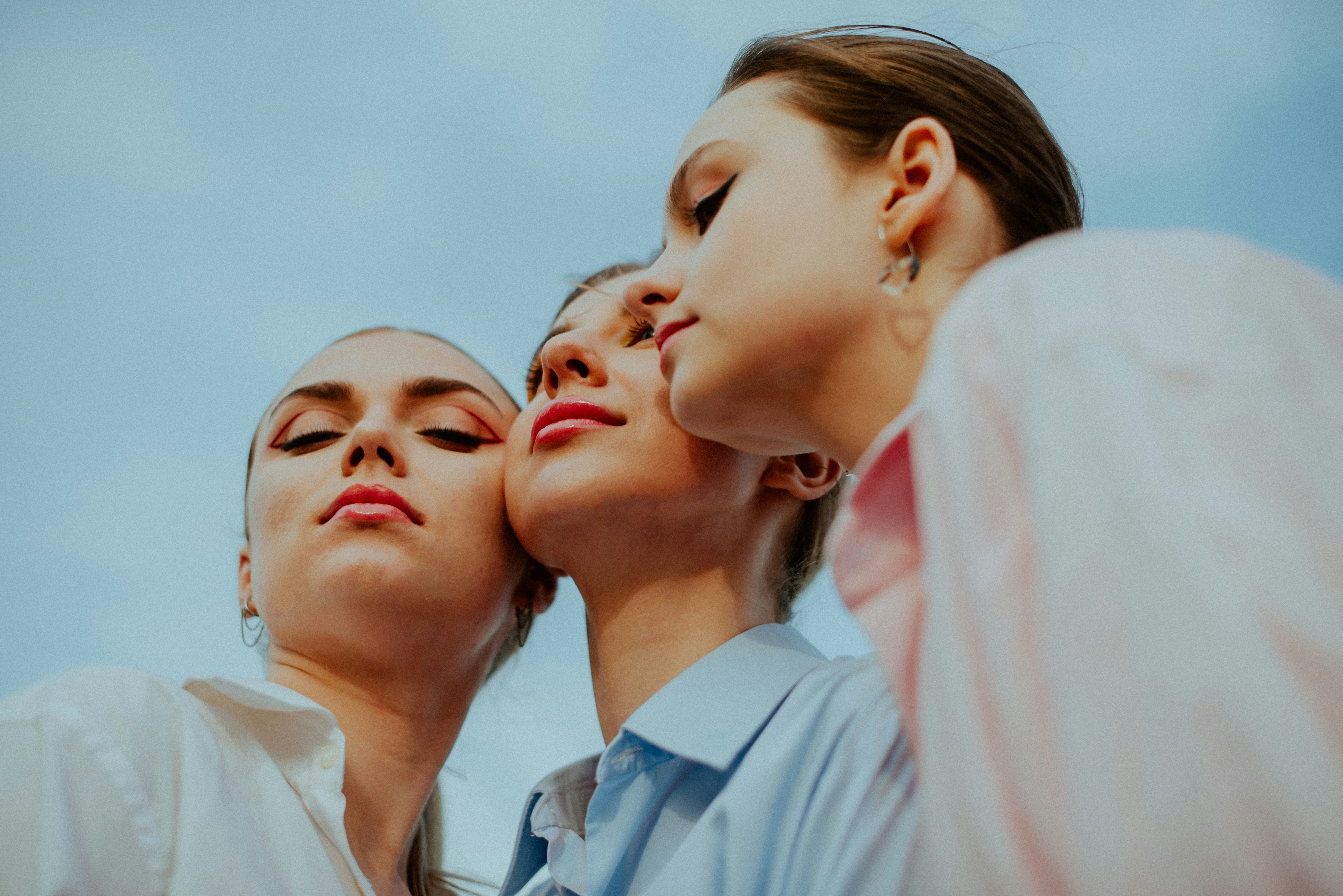 a group of people looking at each other