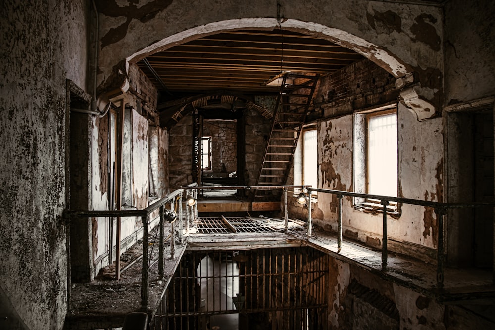 a staircase in a building