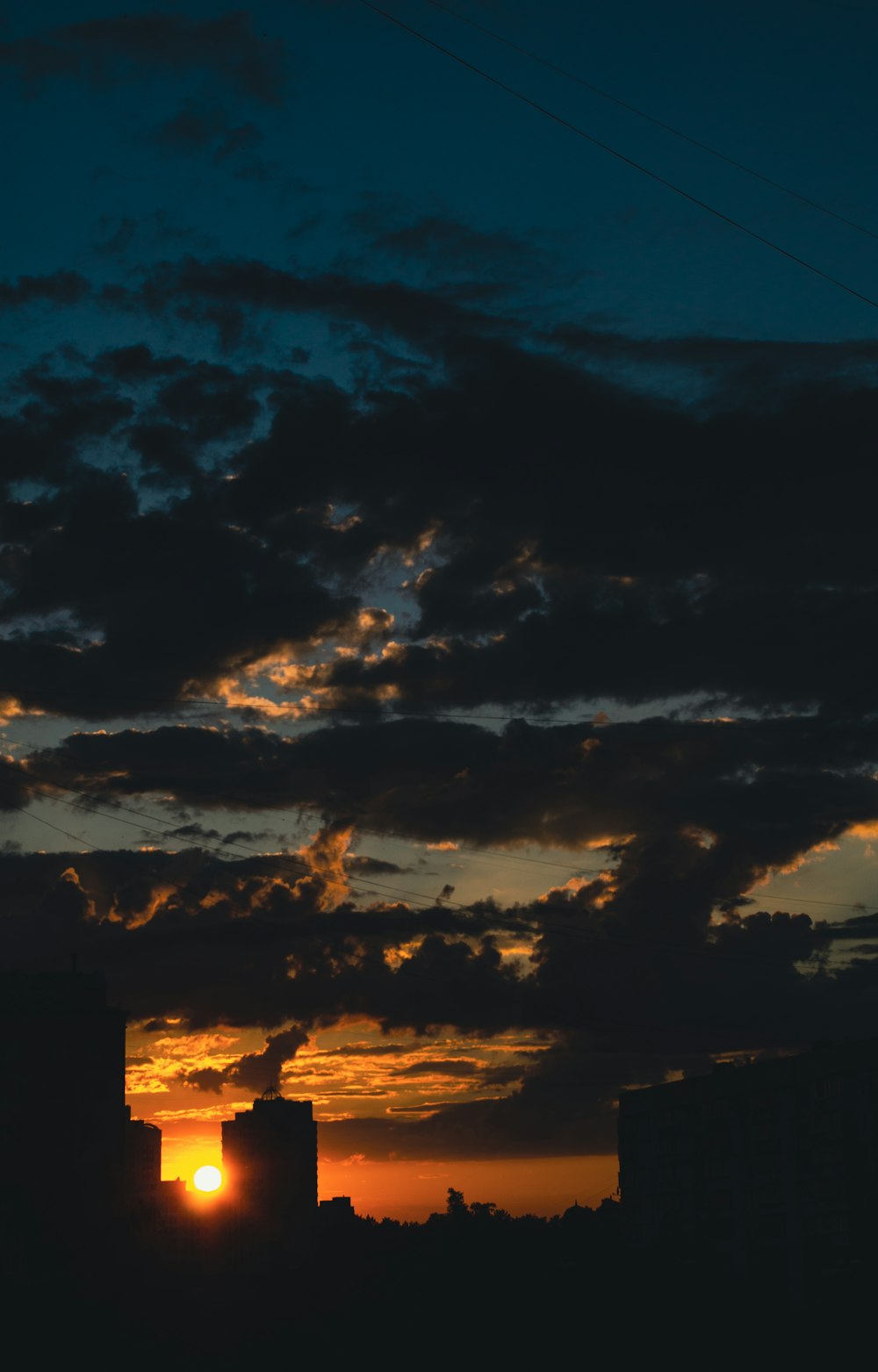 a sunset with clouds