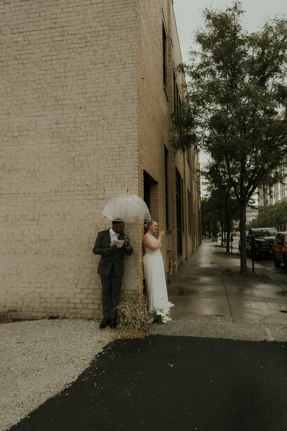 a bride and groom kissing