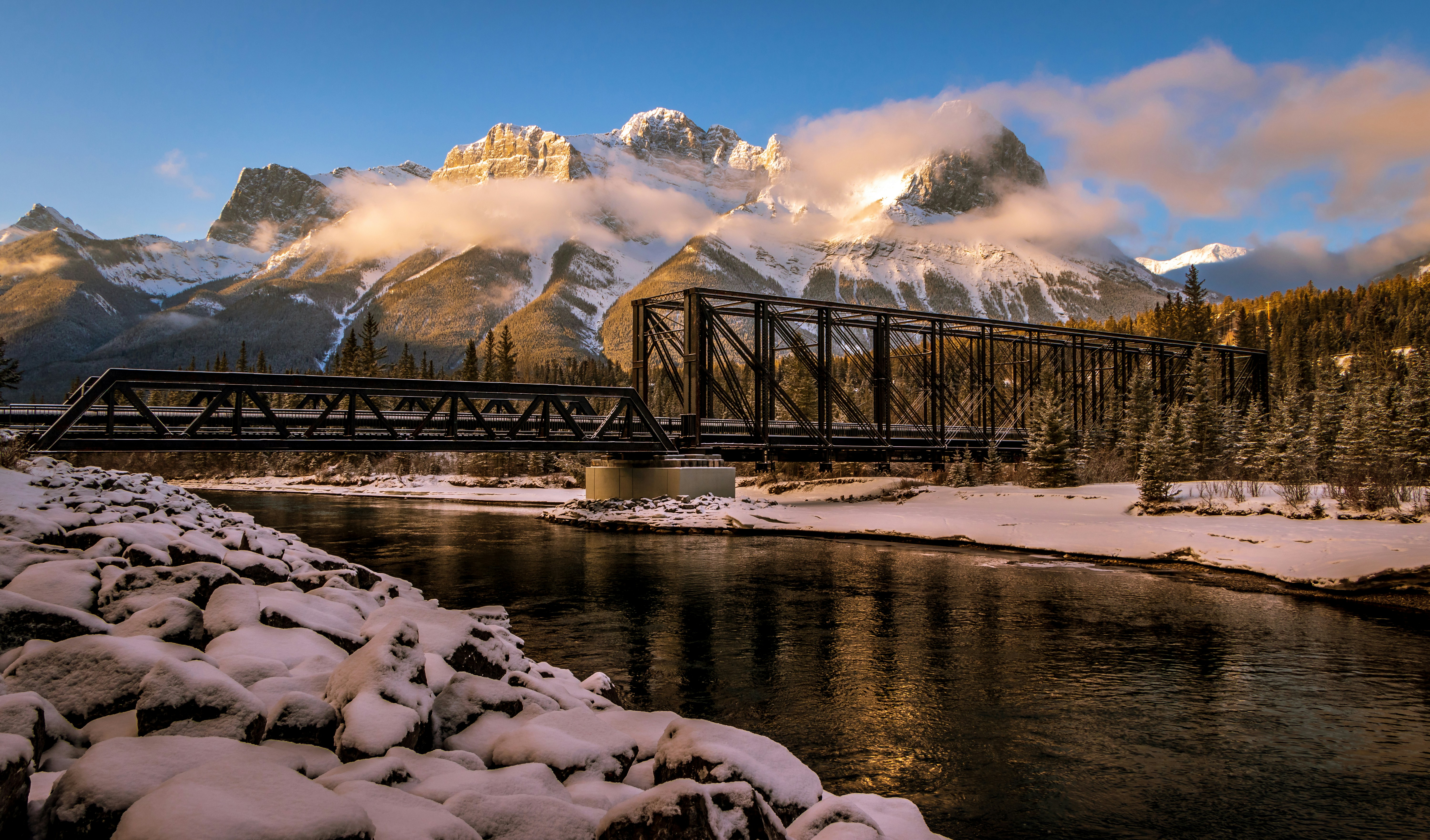 a bridge over a river