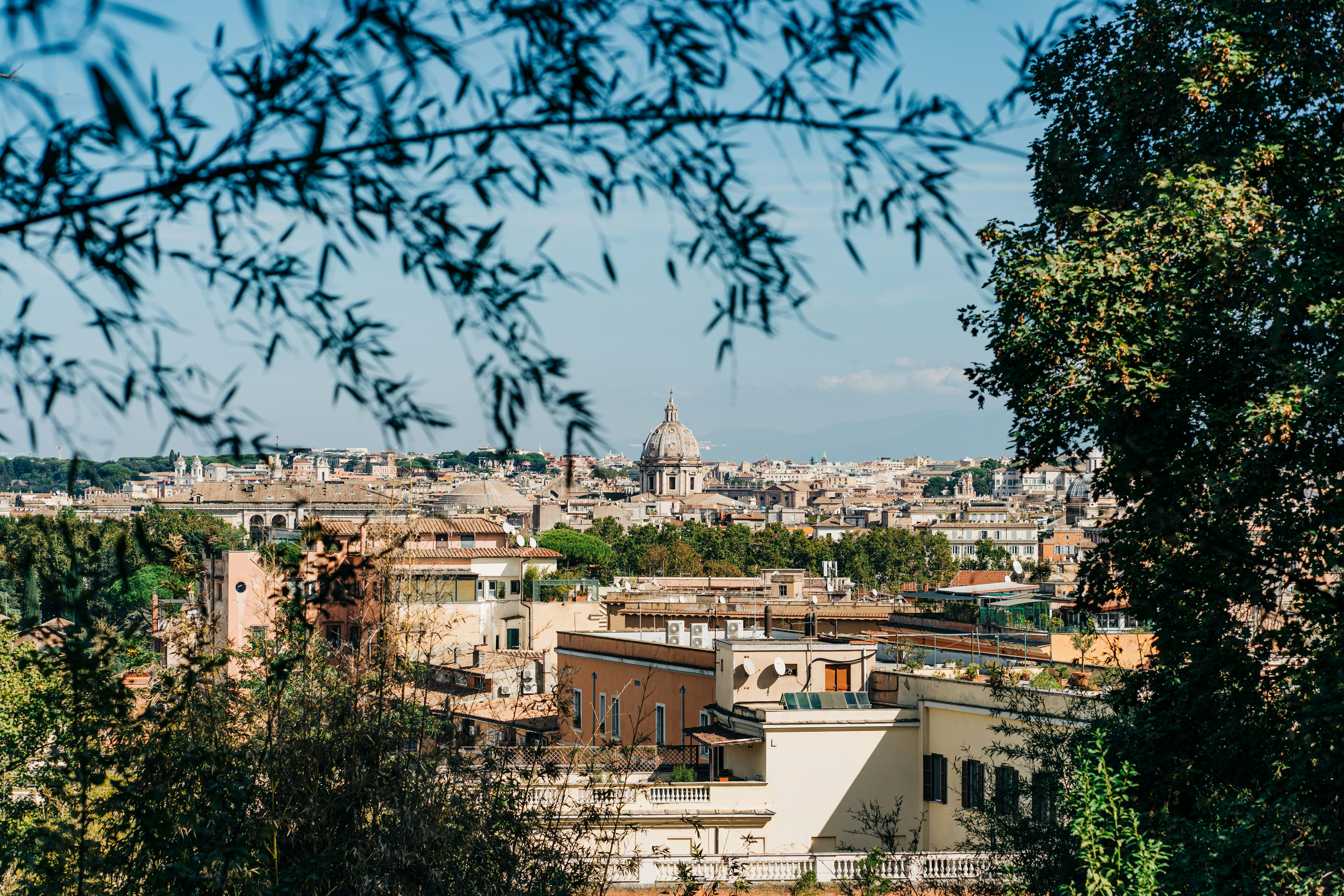 View of Rome, Italy from the city's botanic garden