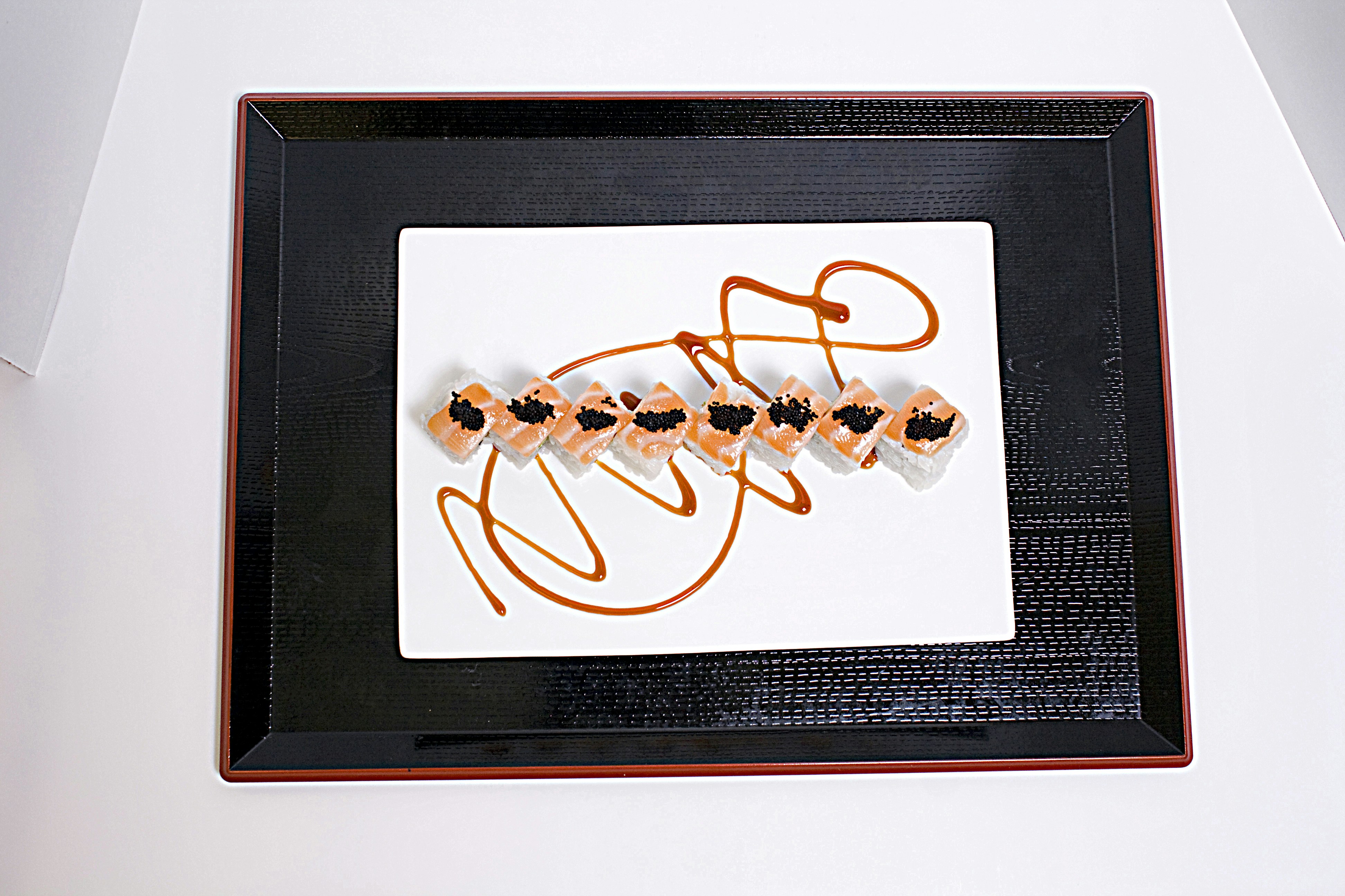 a black rectangular box with a logo