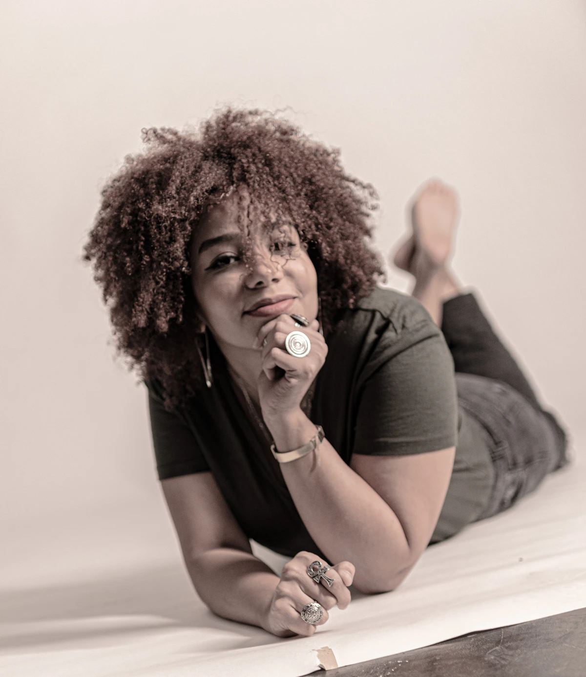 A woman with curly hair