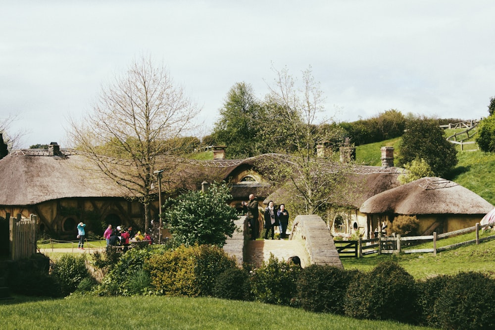 a garden with a group of people