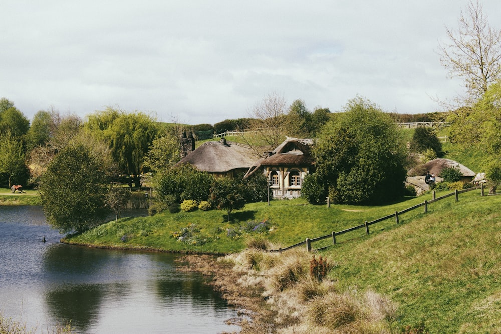 a small village by a river