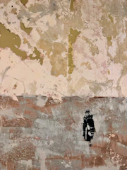 A dark, textured abstract painting symbolizing decay and transformation.
