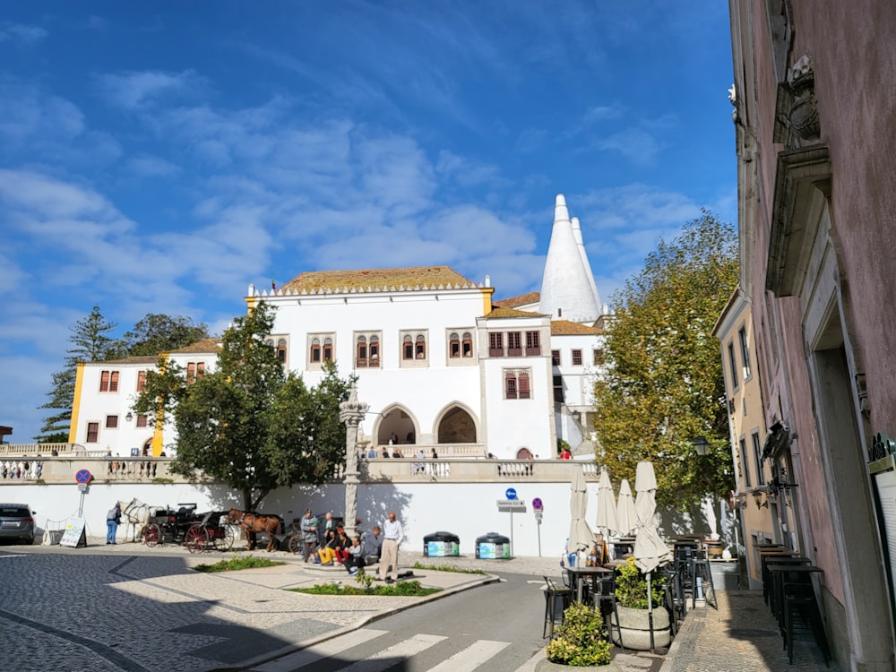 a street with buildings on the side